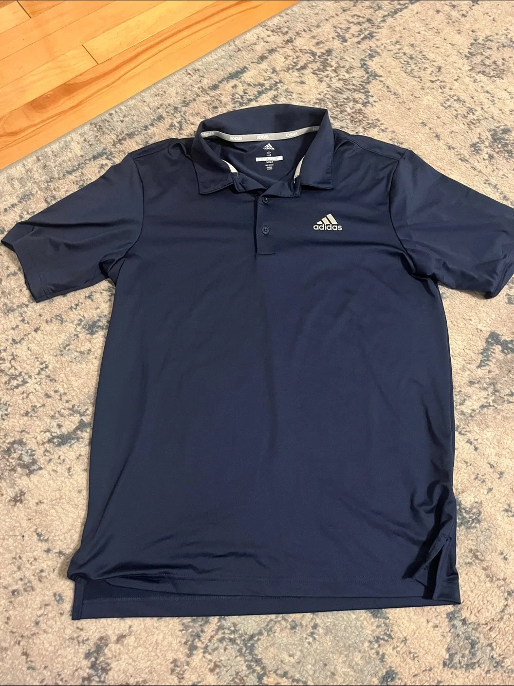 adidas Men’s Navy Polo Golf Shirt with White Trim
